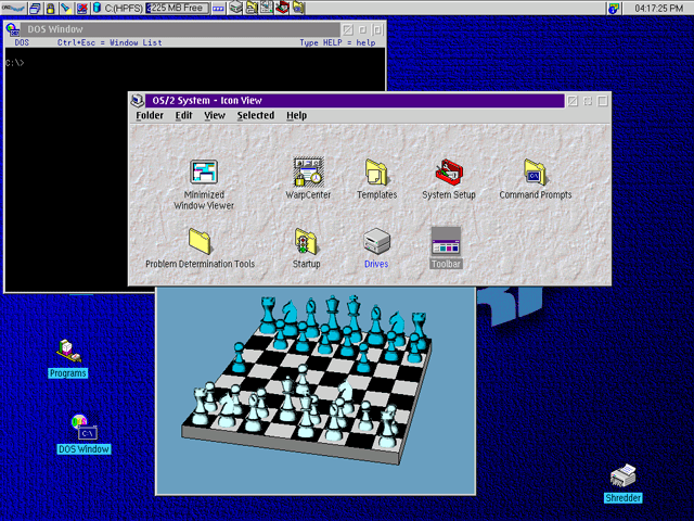 Επιφάνεια εργασίας IBM OS/2 Warp 4, μεταγενέστερης έκδοσης του 1996.